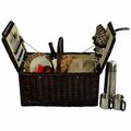 Picnic At Ascot Surrey Picnic Basket for 2 with Coffee-Brown Wicker-London Plaid 713C-L